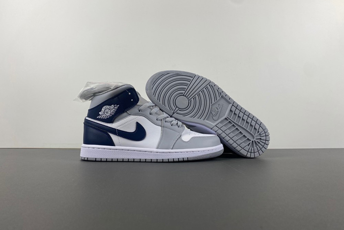 Jordan 1 Mid Wolf Grey Midnight Navy Men