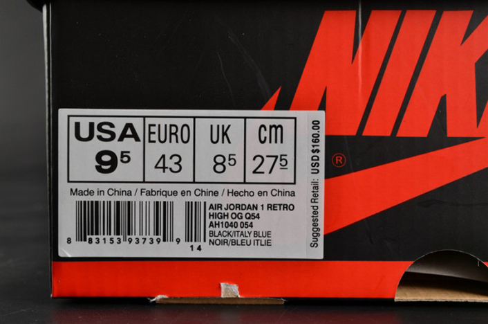 Air Jordan 1 Retro High OG "Quai 54" Black/Italy Blue-University Red mens AH1040-054