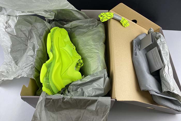 BALENCIAGA TRIPLE S CLEAR SOLE L.FREE DOU.FOAM/NOT WASHED SO FLUO YELLOW 541624 W2FF1 5842