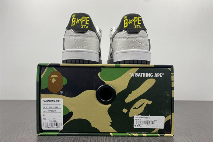 A Bathing Ape Bape SK8 Sta White Silver