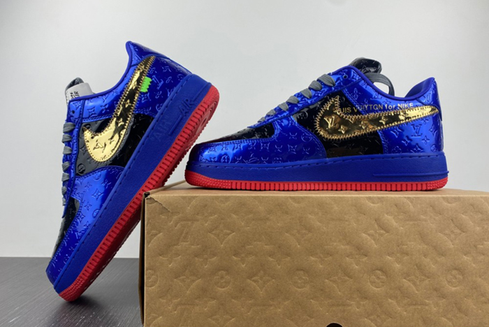 Louis V x Nike Air Force LV Black/Blue/Gold