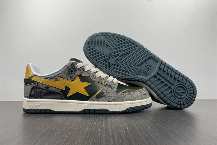 A Bathing Ape Bape SK8 Sta Grey Mustard Yellow