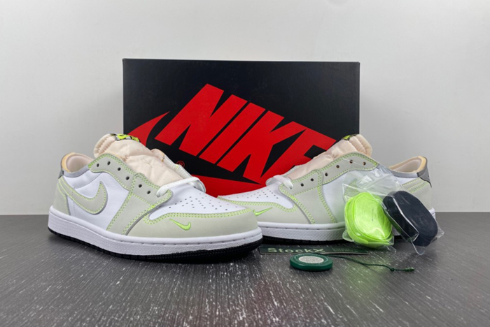 Jordan 1 Retro Low White Ghost Green Black Men