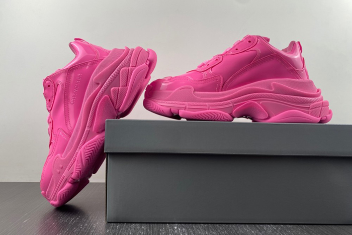 BALENCIAGA Triple S Clear Sole Sneaker Fluorescent Pink 734953 W2PAA 5000