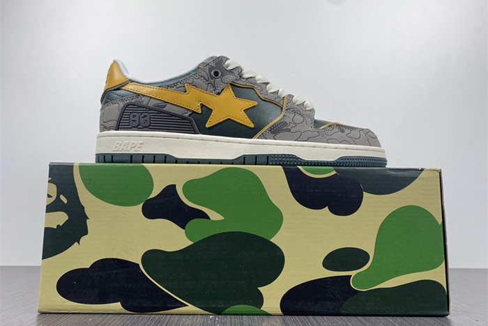 A Bathing Ape Bape SK8 Sta Grey Mustard Yellow