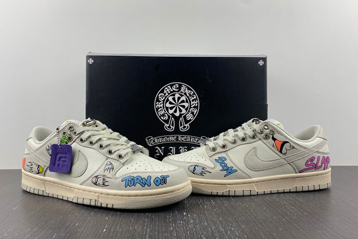 Nike Dunk White/Grey Low Chrome Hearts DD1503-107