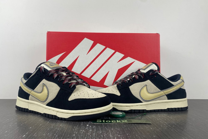 Nike Dunk Low LX Black Suede Team Gold  DV3054-001