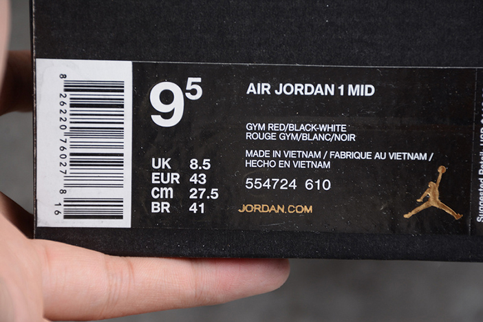 Air Jordan 1 Mid Gym Red Black 554724-610