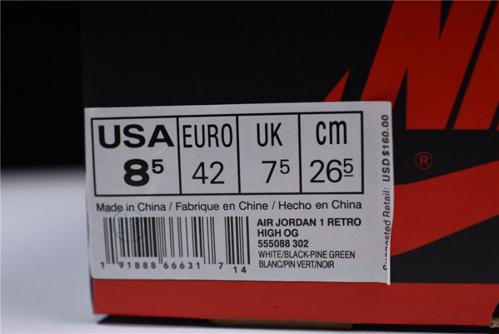 Air Jordan 1 High OG NRG Pine Green/Sail-Black 555088-302