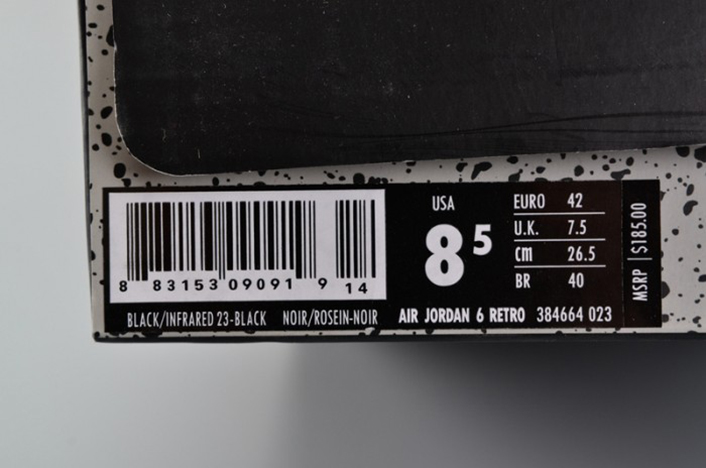 AIR JORDAN 6 RETRO "INFRARED 2014" black mens 384664-023