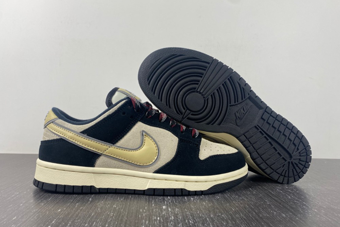 Nike Dunk Low LX Black Suede Team Gold  DV3054-001