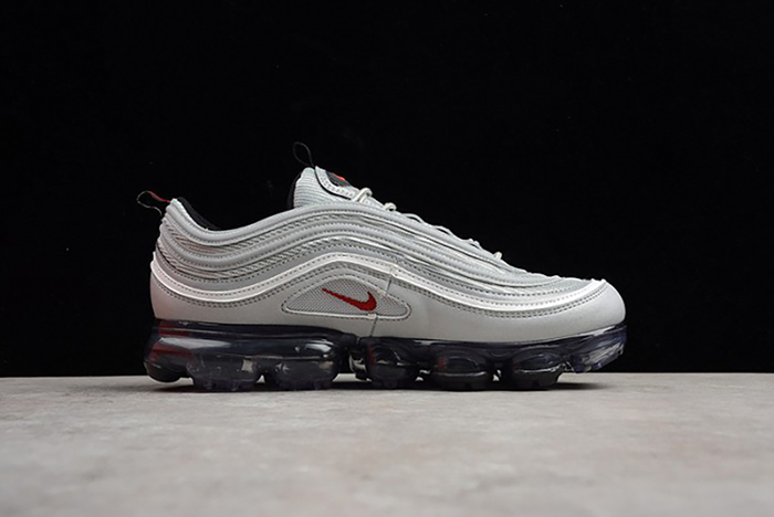 nike mens AIR VAPORMAX 97 "SILVER BULLET" metallic silver varsity red AJ7291-002