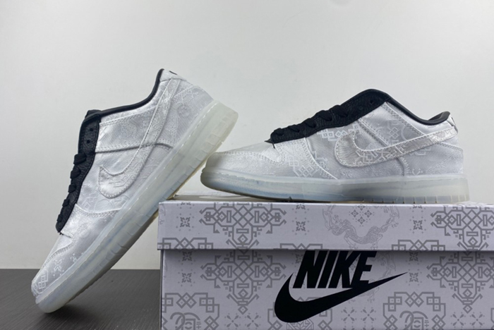 CLOT x fragment x Nike Dunk Low Colorway: White/Black  FN0315-110