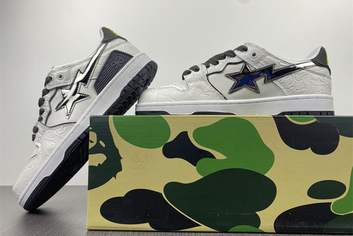 A Bathing Ape Bape SK8 Sta White Silver