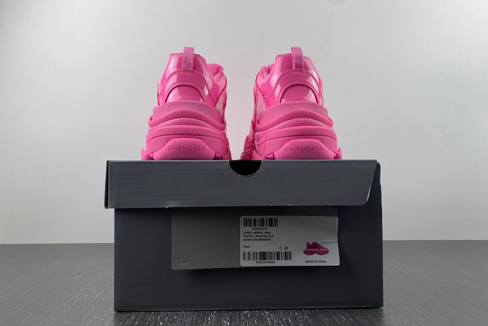 BALENCIAGA Triple S Clear Sole Sneaker Fluorescent Pink 734953 W2PAA 5000
