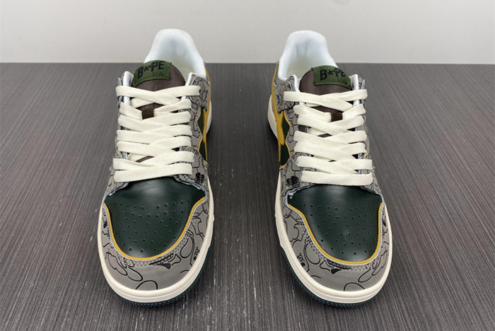 A Bathing Ape Bape SK8 Sta Grey Mustard Yellow