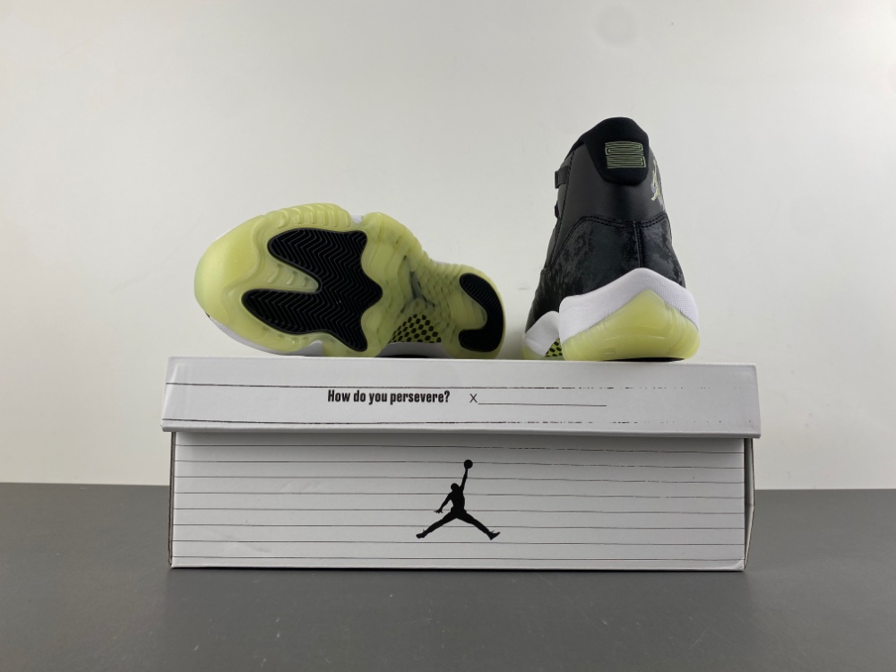 Jordan 11 Retro Black Barely Volt (GS) - IB1378-001